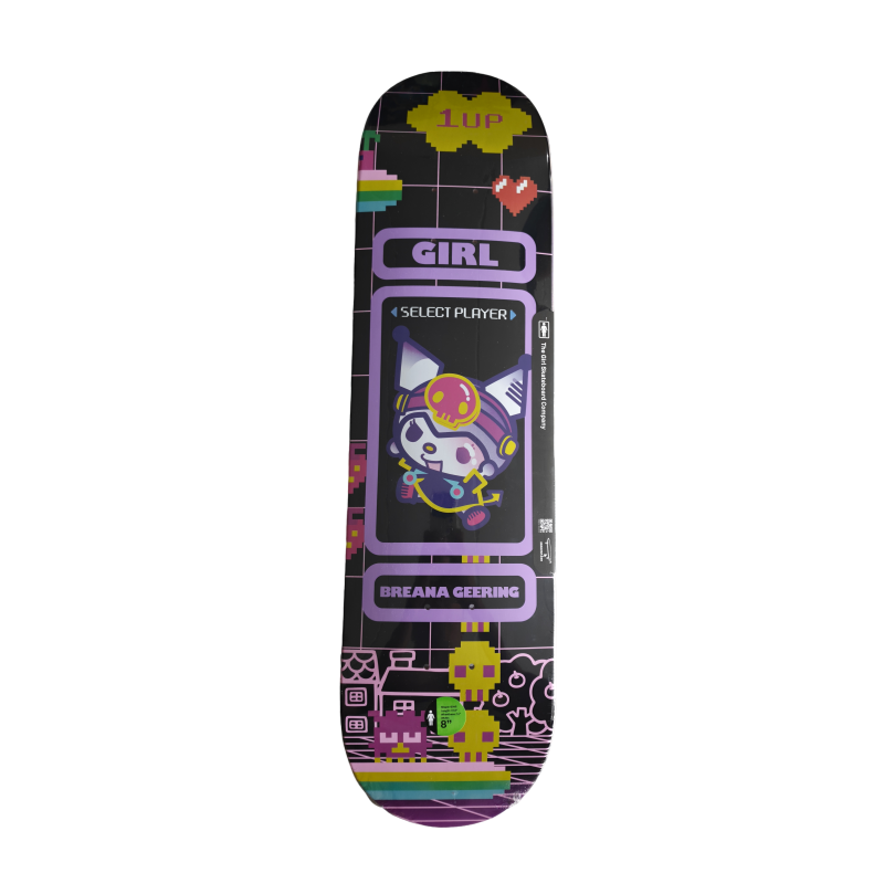 105 Girl Skateboards Breana Geering x Kuromi Sanrio 1UP Pixel Skateboard Deck 8.0" - Image 1