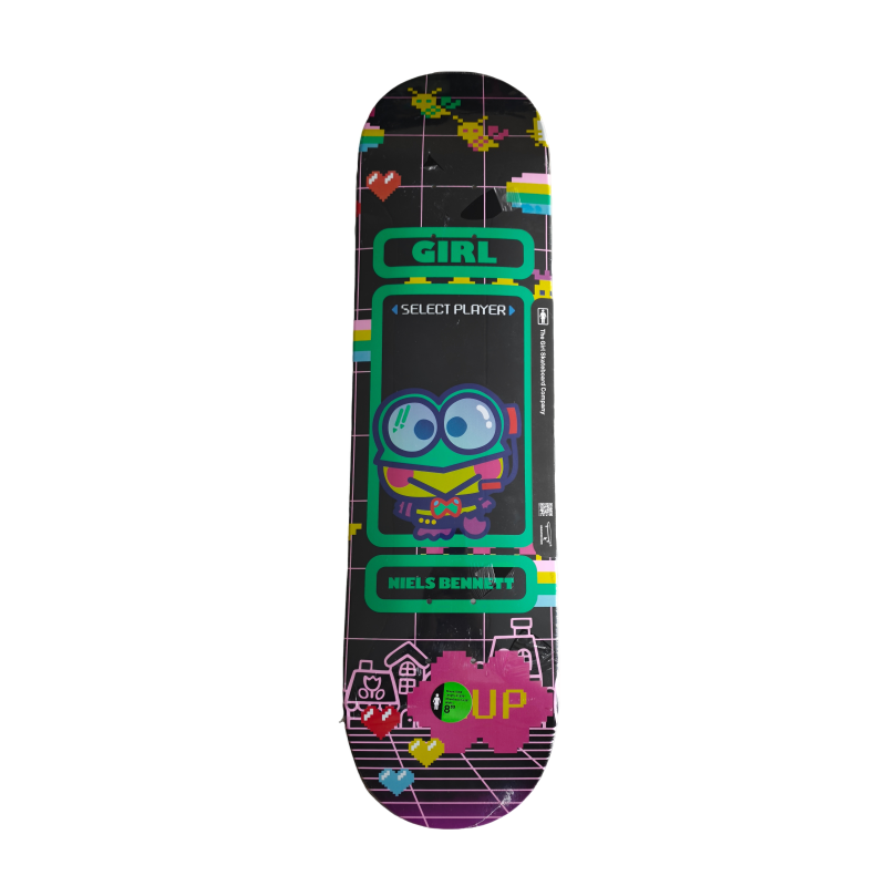 107 Girl Skateboards Niels Bennett x Keroppi Sanrio Pixel Skateboard Deck 8.0" - Image 1