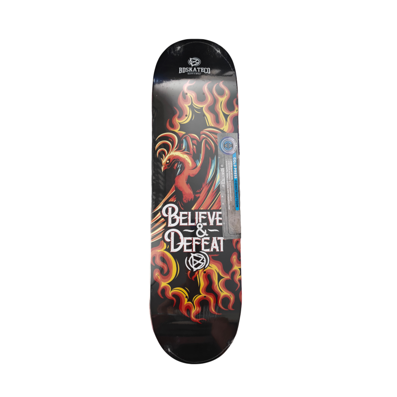 37 BDSKATECO Phoenix "Believe & Defeat" 7-Ply Canadian Maple 8.0" Deck - Image 1