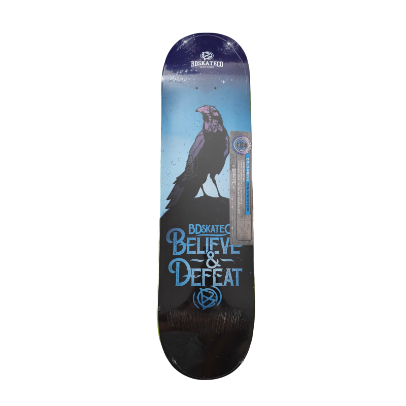 43 BDSKATECO Raven "Believe & Defeat" 7-Ply Canadian Maple 8.0" Skateboard Deck - Image 1