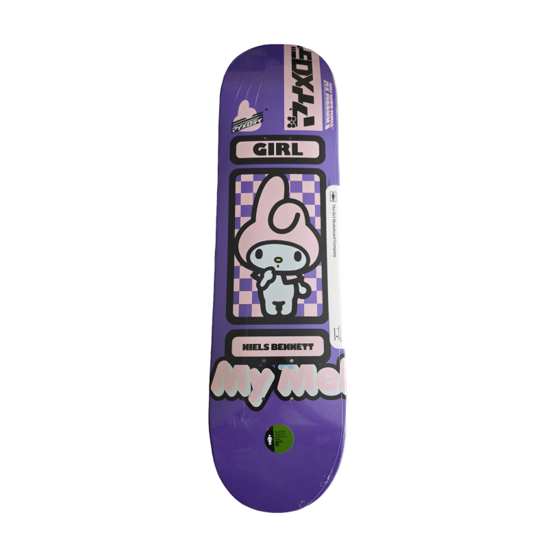 85 Girl Skateboards Niels Bennett x My Melody Sanrio Skateboard Deck 8.0" - Image 1