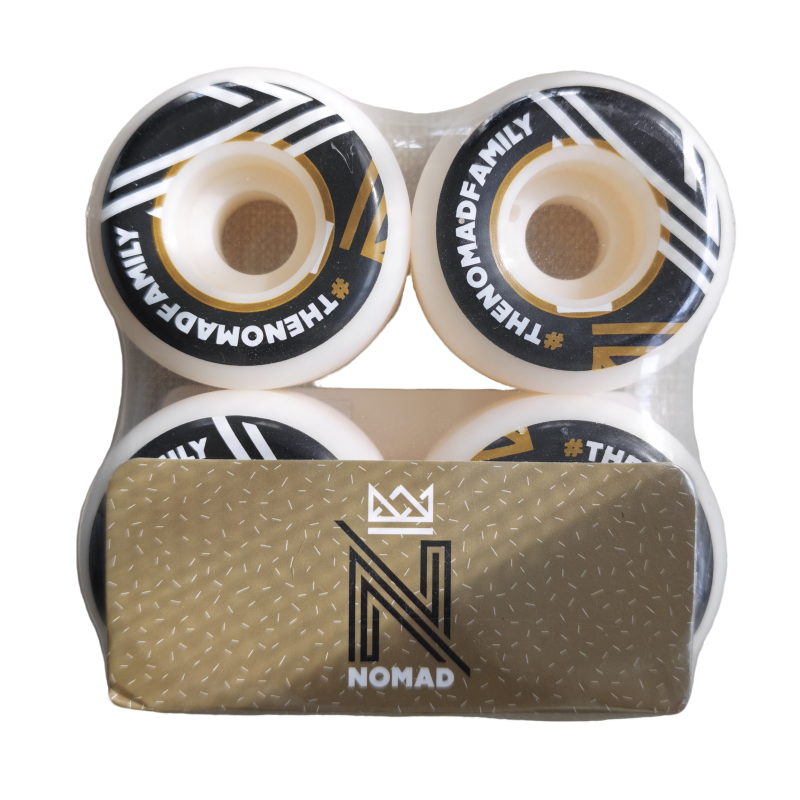W07 Nomad Black & Gold Family Logo Skate Wheels 4pk - Street Park - Image 1